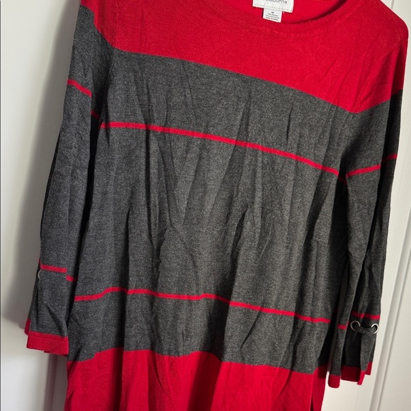 Liz Claiborne Red and Gray Striped Sweatshirt - Picture 5 of 6
